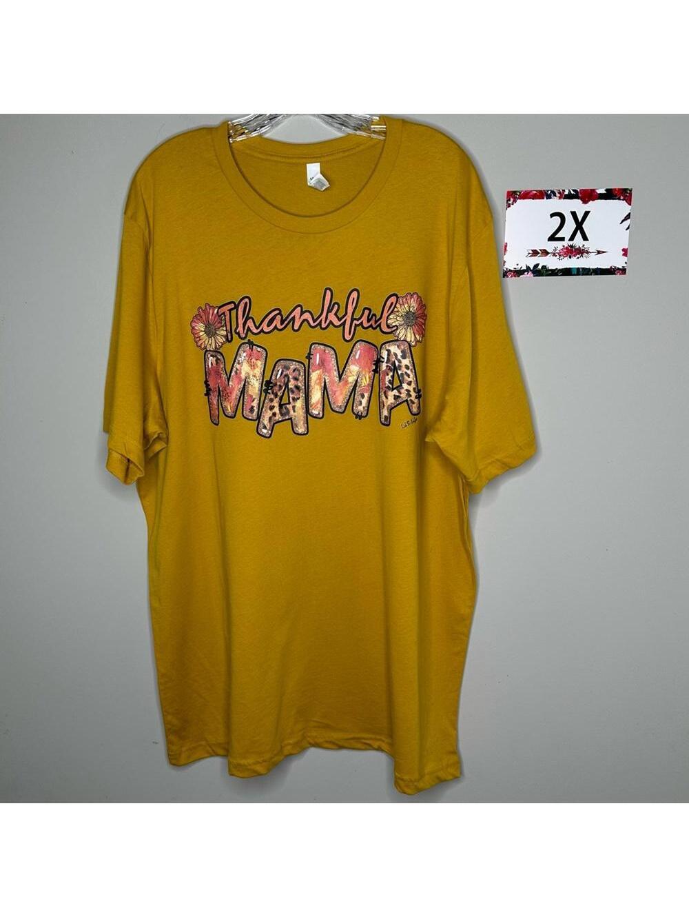 Thankful Mama 2X yellow tee Thanksgiving - L&B Life